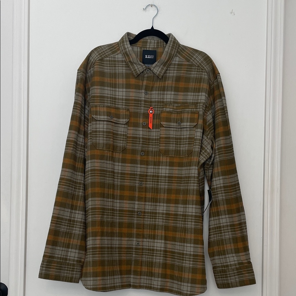 5.11 Tactical Men’s 2XL Green Plaid Rapid Entry Lester Heavy Weight Flannel - Picture 2 of 13